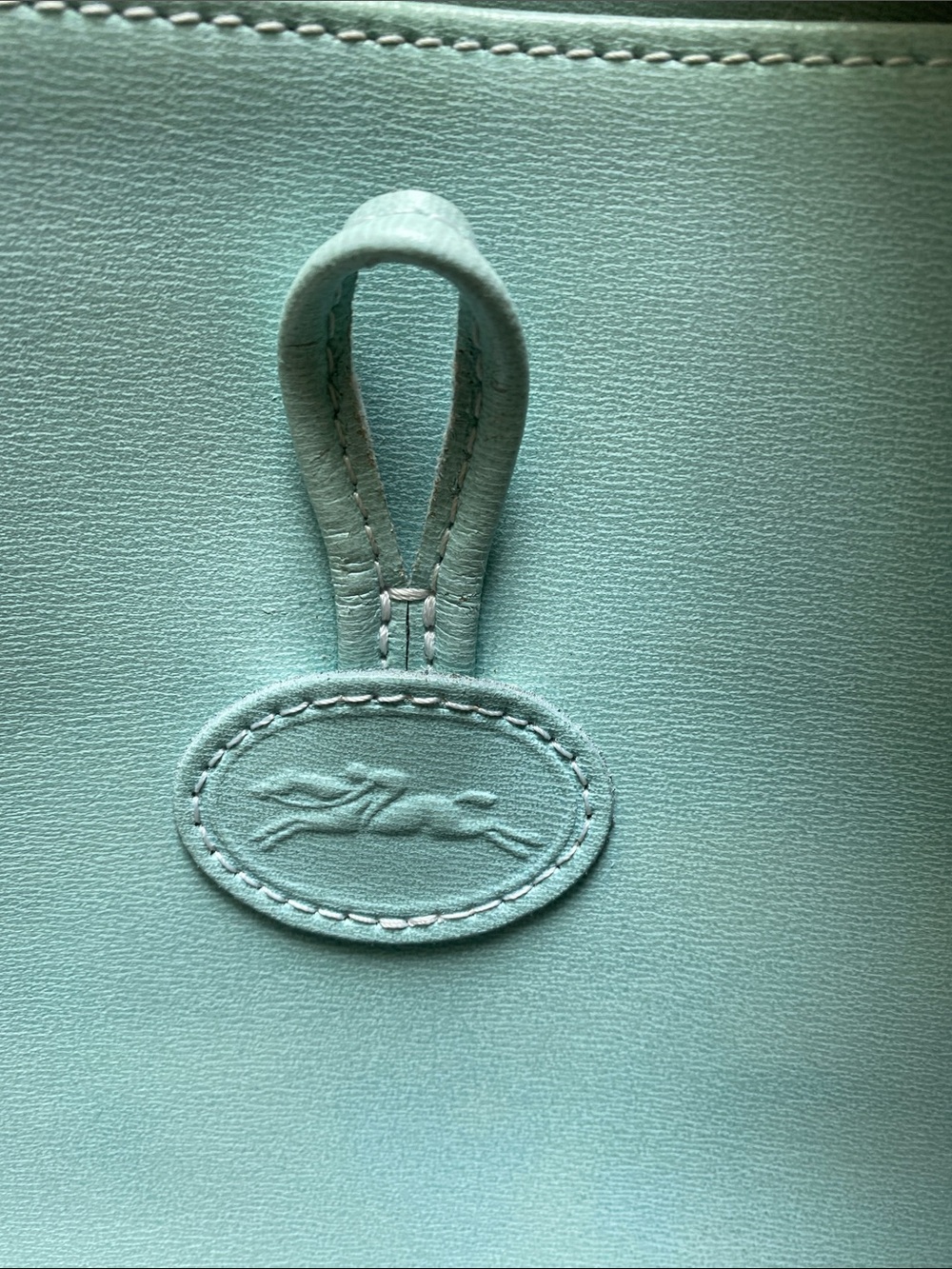 Longchamp Turquoise Leather Top-Handle Tote. GUC. - Picture 3 of 16